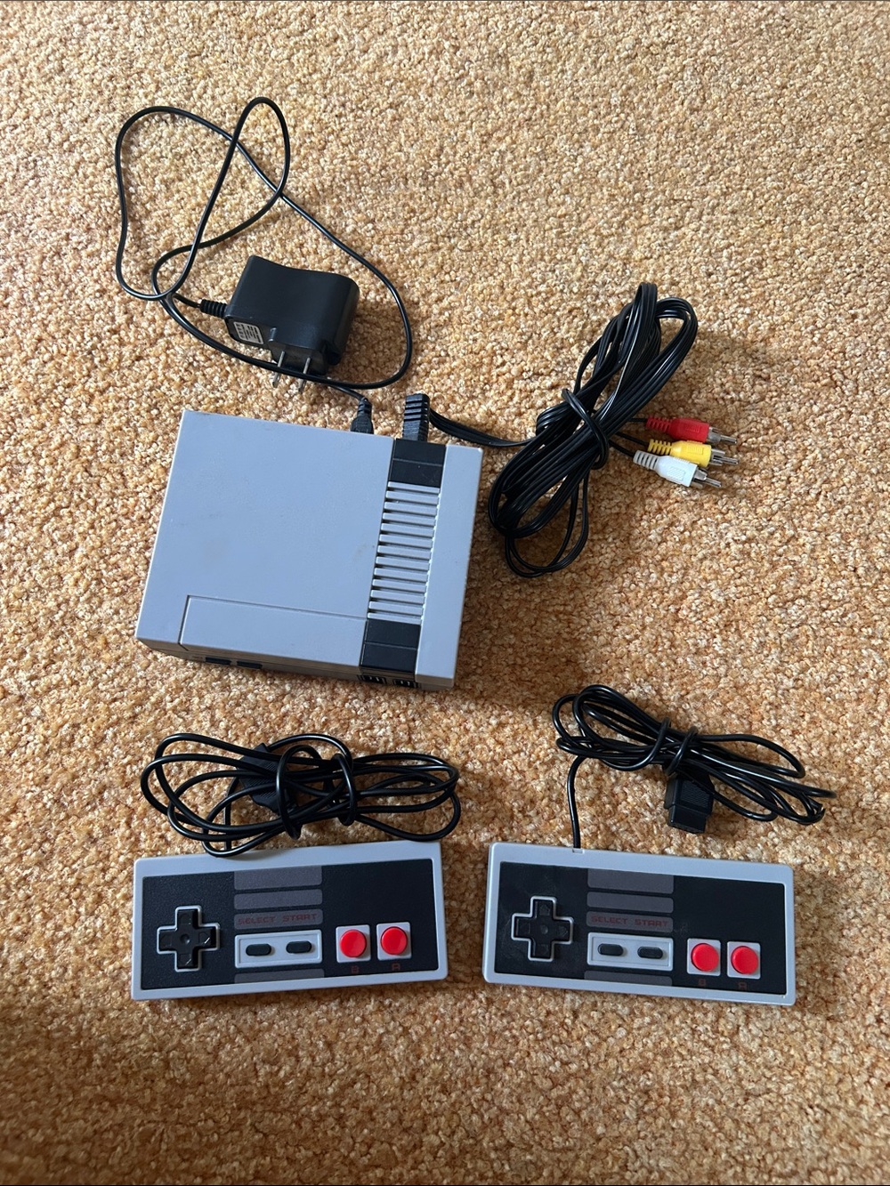 Classic Retro Mini Gaming Console with Two Wired Controllers - Gray